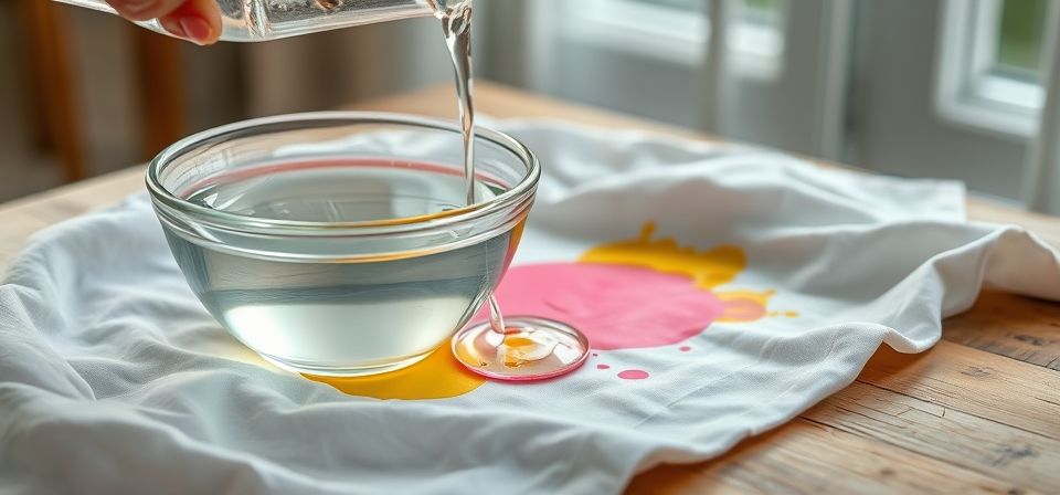 Utensilios de limpieza con vinagre para quitar manchas de pintura