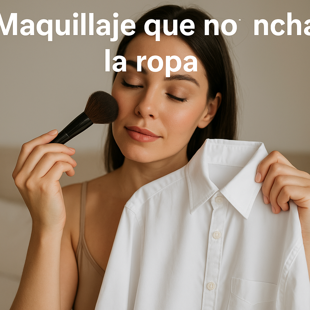 Maquillaje que no mancha la ropa sobre una camiseta blanca