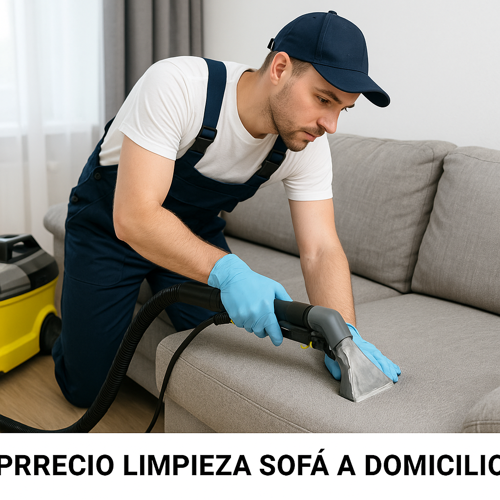 Sofá limpio después de servicio de limpieza a domicilio