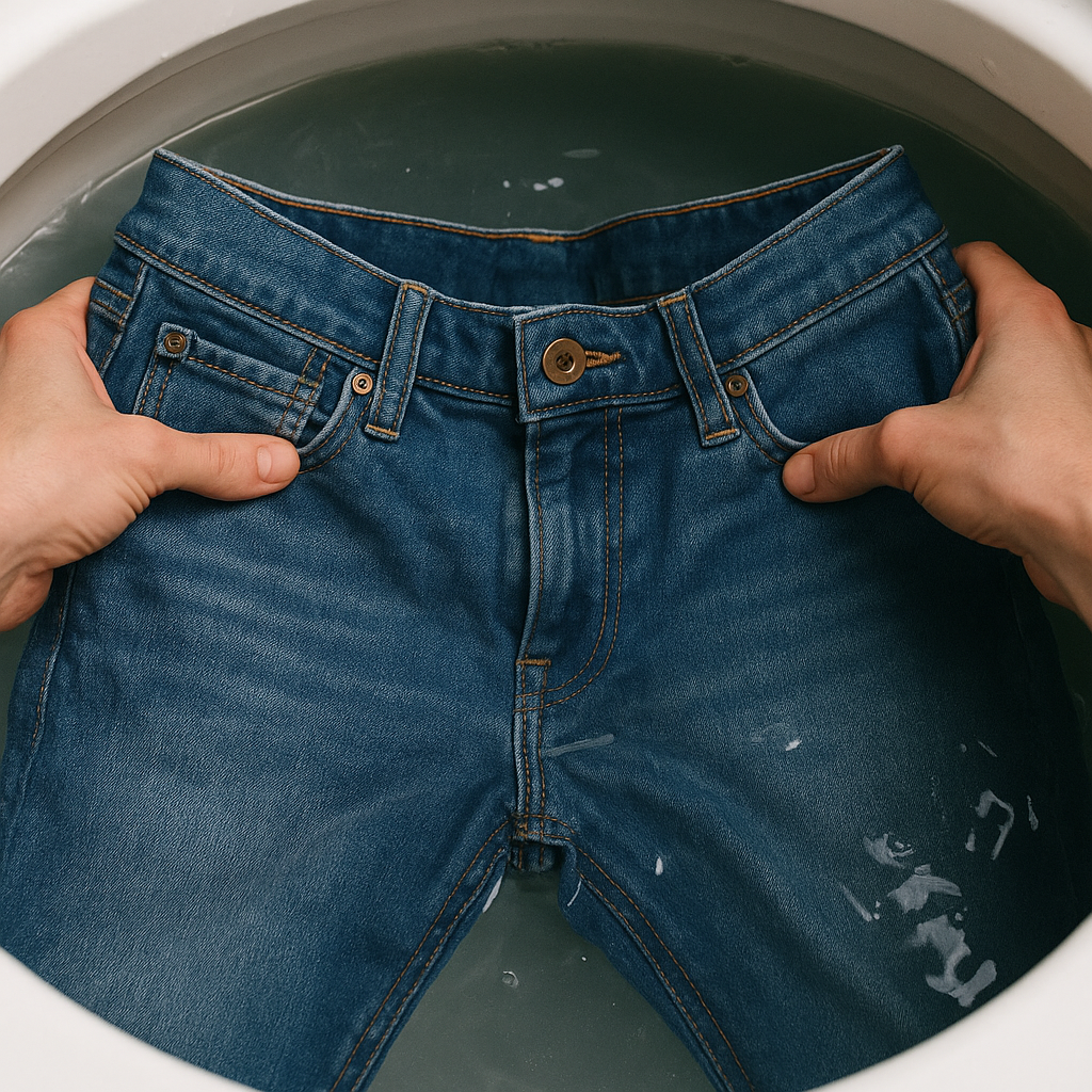 encoger vaqueros en casa utilizando la lavadora y secadora