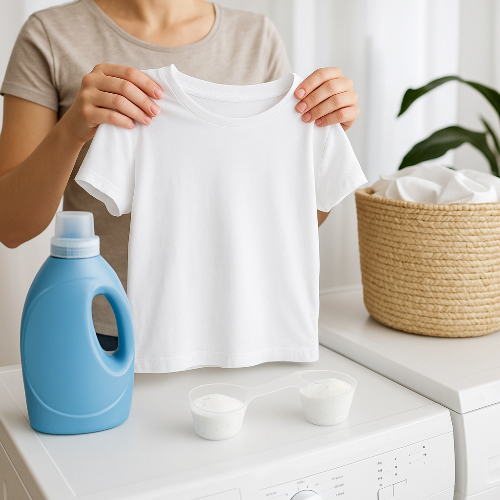 Proceso profesional de blanqueamiento ropa en lavandería